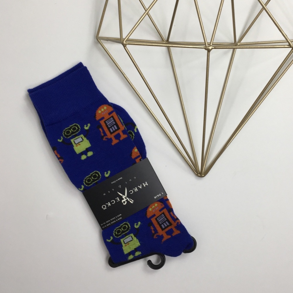 Marc Ecko Blue Robot Socks NWT